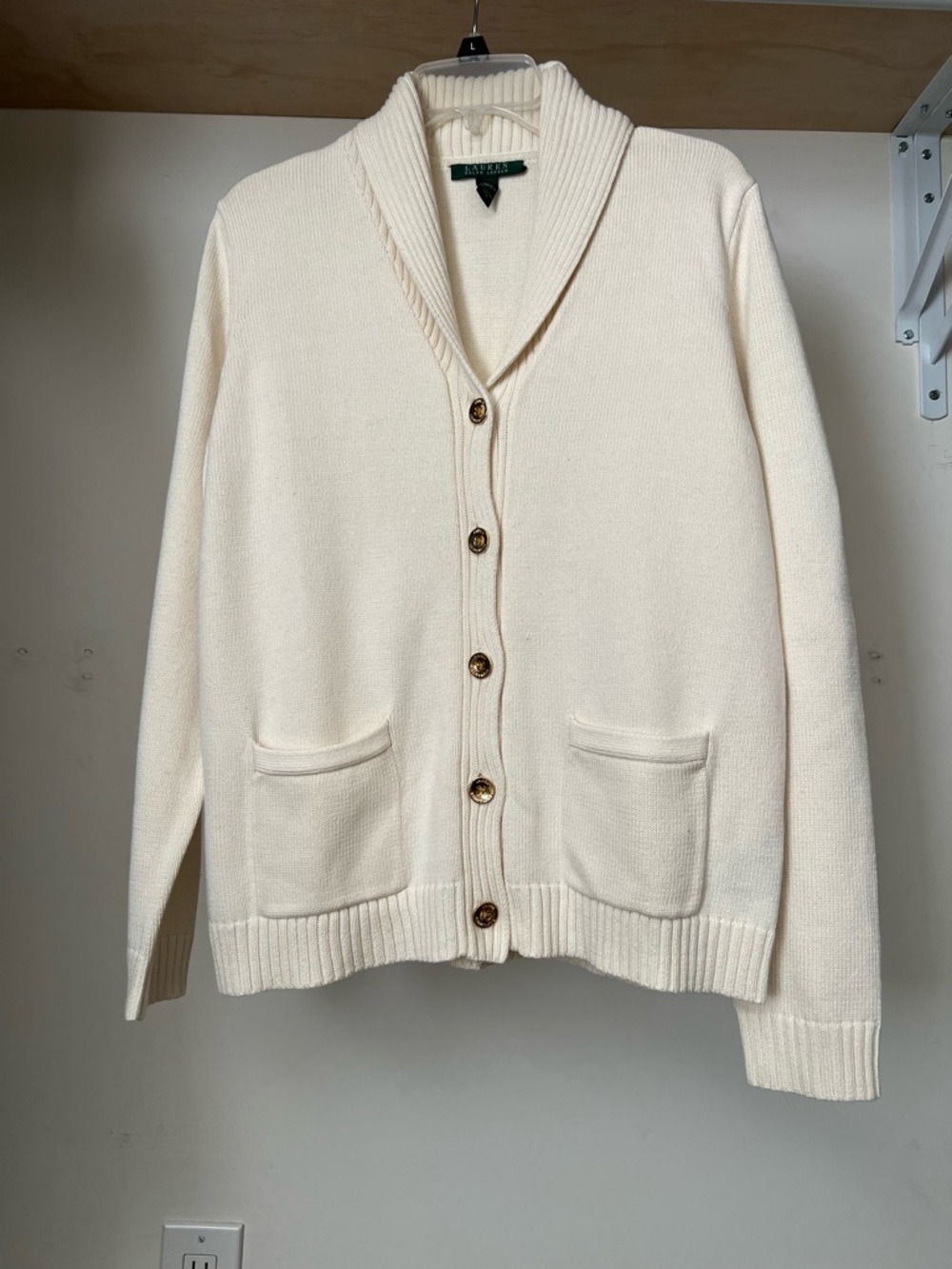 Ralph Lauren women Off-White Shawl Collar Button-Up Cardigan